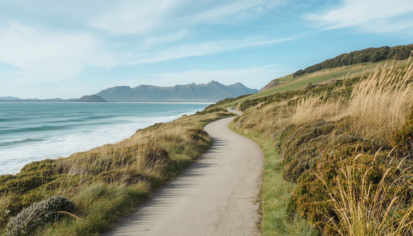 Educationalexper coastal walking path along New Zealand shoreline